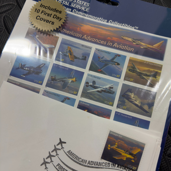 USPS Stamps American Aviation Advances Commemorative Collectibles 10 Aiplanes - Picture 2 of 3